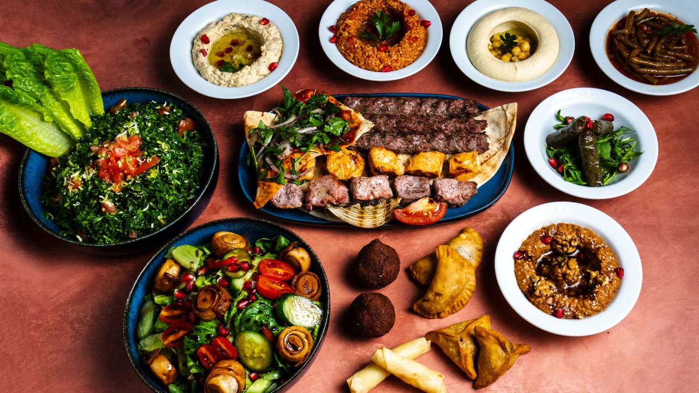 Lebanese meze spread at Tyros